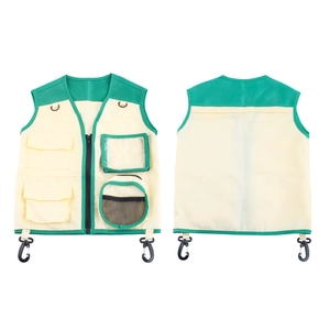 Kids outdoor explorer vest with multi-pockets and hat for camping adventure role play