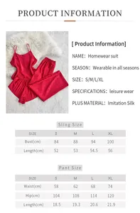 Tableau des tailles détaillé pour pyjama rouge en dentelle léopard avec short et haut
