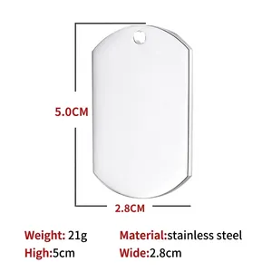 Polished stainless steel military dog tag keychain blank for DIY engraving 5x2.8cm