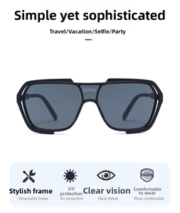Detail of black wraparound sports sunglasses showing UV protection and bridge logo