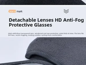 Detail of warm fleece mask with a detachable anti-fog goggle for outdoor riding protection