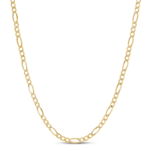 Collier chaîne Figaro en acier inoxydable poli plaqué or 18 carats pour adultes