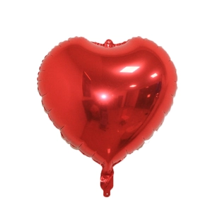Bright 18 inch red heart-shaped foil balloon with metallic luster for romantic events