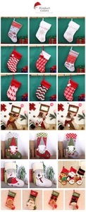 Detailed grid of assorted Christmas stockings featuring 3D cartoon characters and knits