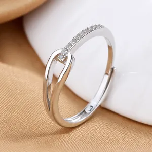 Detailed macro view showing the fine texture of a minimalist 925 sterling silver open ring