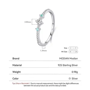 Sparkling 925 sterling silver ring with blue and white cubic zirconia details