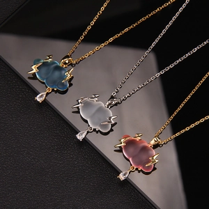 Cloud Lightning Raindrop Pendant Necklace Titanium Steel Chain Electroplated Copper Zirconia Niche Fashion Jewelry Women