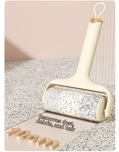 Detail of 10cm lint roller showing strong adhesion to dust, hair and debris on pet surfaces
