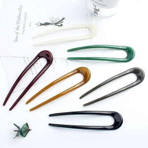U-Shaped Hair Sticks Minimalist Plastic Resin Hair Pins French Style Chignon Forks Retro Daily Accessories For Women