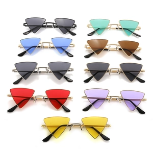 Fashionable punk triangle sunglasses with metal frames in multiple vibrant colors
