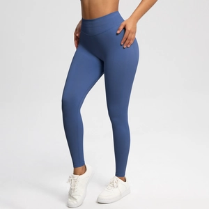 Nahtlose High-Waist Yoga-Leggings für Damen in Graublau mit Peach-Butt-Lifting-Effekt