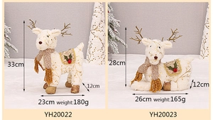Decorazione di cervo di peluche di Natale giocattolo alce in piedi e disteso tessuto festa