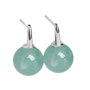 Elegant S925 silver drop earrings featuring round light green aventurine beads