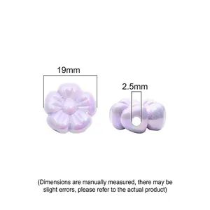 19mm acrylic colorful flower beads for DIY jewelry with iridescent pearl luster finish
