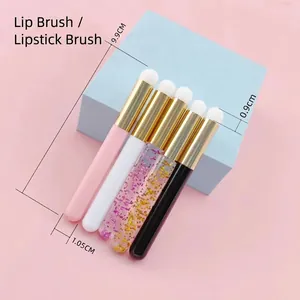 5-piece portable round head lip brushes set with glitter handles and 9.9cm length