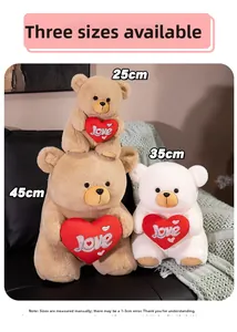 Detailed size comparison of teddy bears in 25cm, 35cm, and 45cm plush plushie options