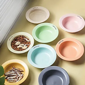 Pet Feeding Bowl Ceramic Dish With Elevated Acrylic Stand Neck Protection Macaron Colors For Cats And Dogs