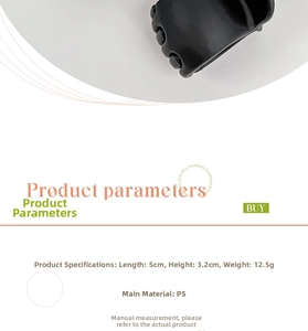 Detailed dimensions of 5cm small shark hair claw clip in black PS plastic material