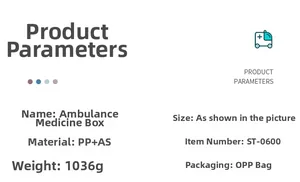 Specifications for ambulance-shaped medical box made of PP and AS material with 1036g weight