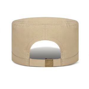 Breathable khaki quick-dry cadet cap with adjustable metal buckle back view for men