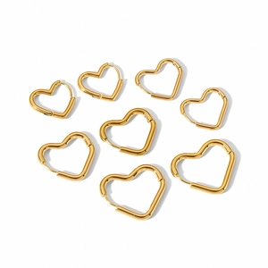 Modern 18K gold-plated heart-shaped hoop earrings set with a high-polished metallic finish