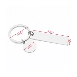 Polished stainless steel rectangular and round blank tags keychain for DIY engraving