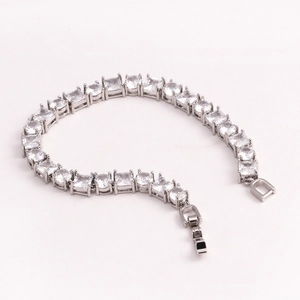Bracciale tennis argento con zirconi tondi e quadrati per uomo e donna stile hip hop