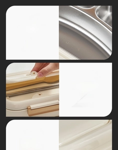 Detail of 304 stainless steel interior with built-in cutlery storage and utensils