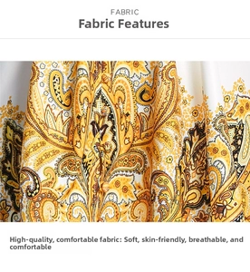 Detail von gelbem Paisley-Stoff mit weicher, atmungsaktiver und hautfreundlicher Textur