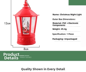 Λεπτομερής όψη κόκκινου χριστουγεννιάτικου φαναριού με σχέδιο Άγιο Βασίλη