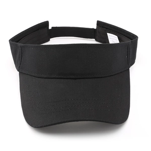 Classic black 100% cotton sun visor hat with twill weave for outdoor sports