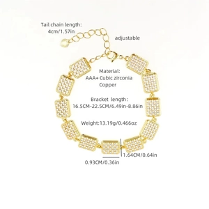 Classic 18K gold plated copper bracelet with AAA+ cubic zirconia for men and women