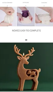 Detail of flexible reindeer silicone mold for DIY Christmas candles with clear textures