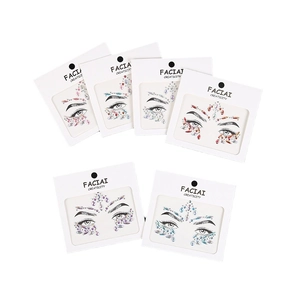 Pack of 6 assorted self-adhesive crystal face jewels for music festivals and parties