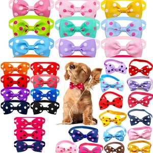 Adjustable Pet Bow Tie Polka Dot Pattern Grosgrain Ribbon Collar Accessory For Dogs Cats Colorful Cute Decorative