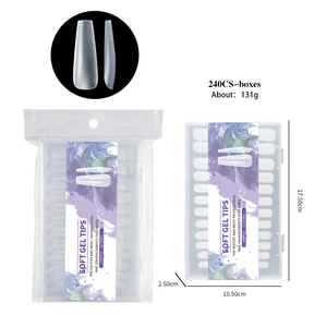 Extra long coffin soft gel nail tips set with 240pcs in 12 sizes and storage box