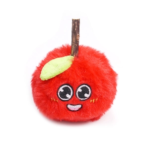 Plush apple cat toy with wood gall fruit and cute embroidered facial expressions