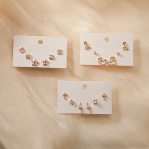 Copper Zircon Stud Earrings 18K Gold Plated Mini Geometric Heart Star Snake Fashion Jewelry Women Copper Earring Post