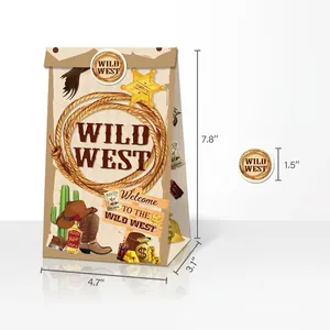 Sacs cadeaux Wild West avec autocollants, dimensions de 7,8 x 4,7 x 3,1 pouces incluses
