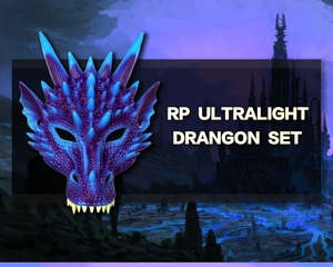 Detailed close-up of ultralight blue dragon mask for kids Halloween cosplay party