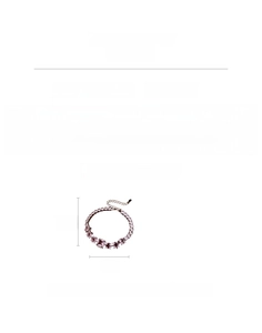 Detailed view of pink zircon square pendant bracelet in copper with 21cm chain length
