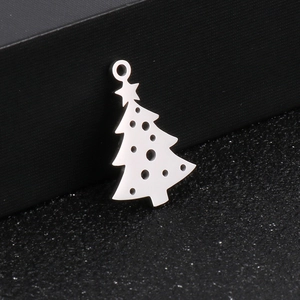 Ciondolo per collana albero di Natale minimalista in acciaio inossidabile con stella e traforato