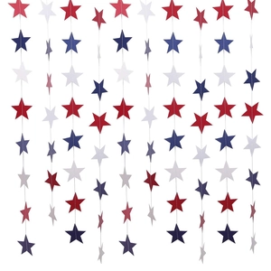 Red white and blue star garland hanging decoration for birthday party and celebrations
