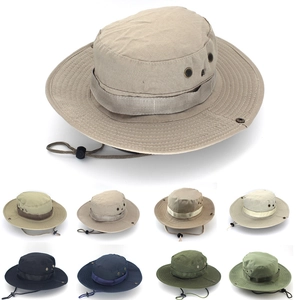 Outdoor boonie hat set in khaki, olive and navy with wide brim and adjustable chin strap