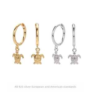 Sea Turtle Hoop Earrings 925 Sterling Silver Ocean Marine Animal Dainty Huggie Jewelry For Women