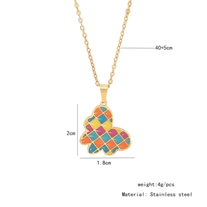 Detailed size specifications for the golden stainless steel colorful butterfly pendant