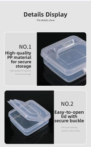 Detail of premium PP material storage box with secure lid buckles and clear design