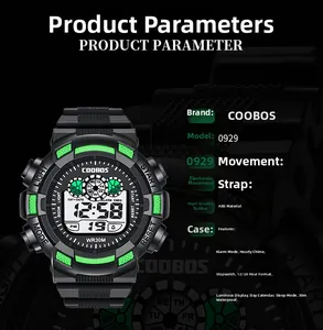 Detailed product parameters of waterproof digital sports watch with alarm and EL backlight