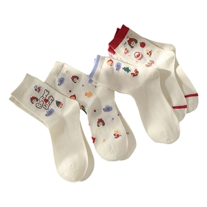 Chaussettes mignonnes Petit Chaperon Rouge en coton avec illustrations de dessins