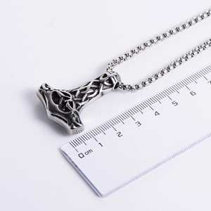 Thor's Hammer Mjolnir Pendant Necklace 304 Stainless Steel Vintage Nordic Viking Celtic Knot Jewelry For Men